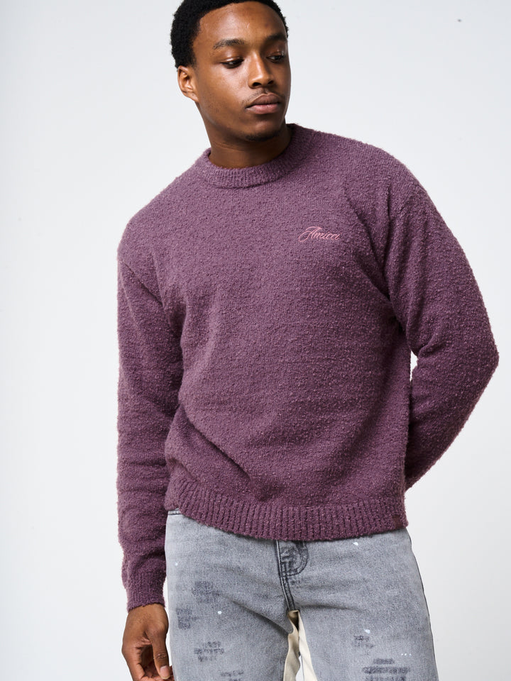 Fretta Fluffy Knit Sweatshirt Burgundy