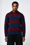 Awing Burgundy Striped Knitwear Sweatshirt