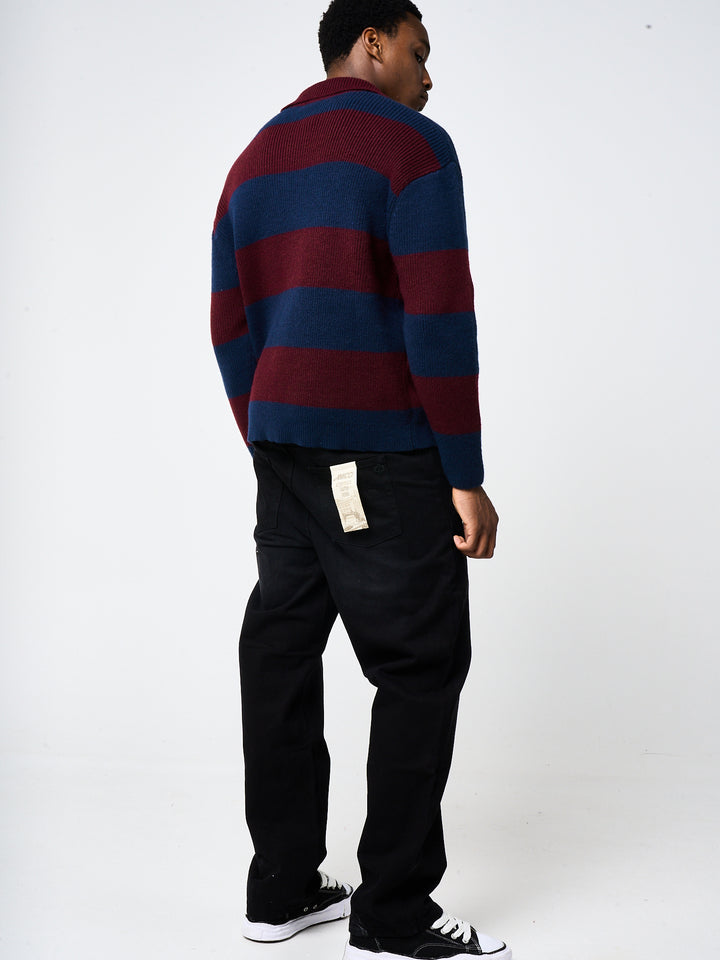 Awing Burgundy Striped Knitwear Sweatshirt