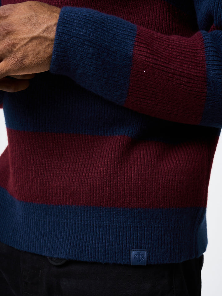 Awing Burgundy Striped Knitwear Sweatshirt
