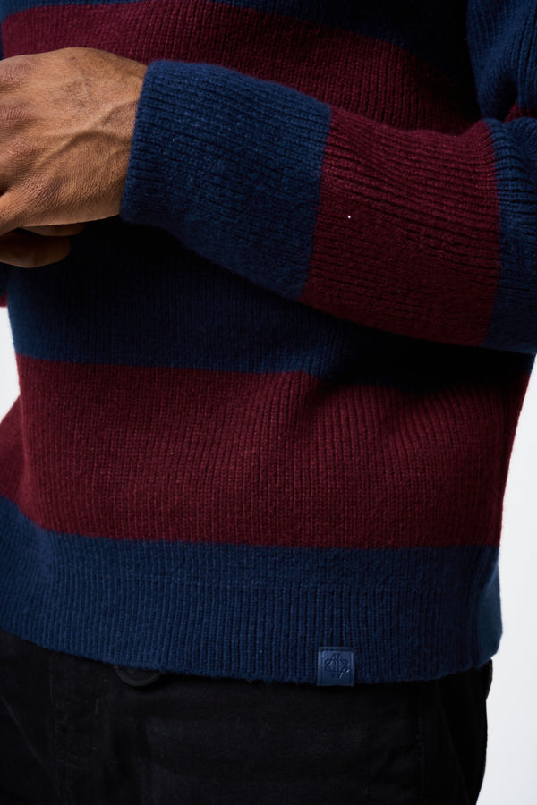 Awing Burgundy Striped Knitwear Sweatshirt