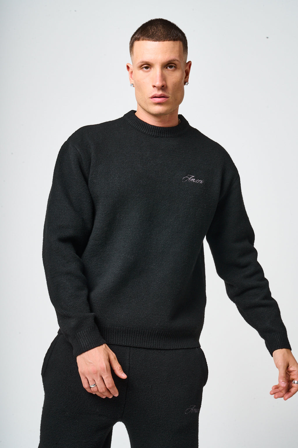 Dexter Zwart Gebreid Sweatshirt