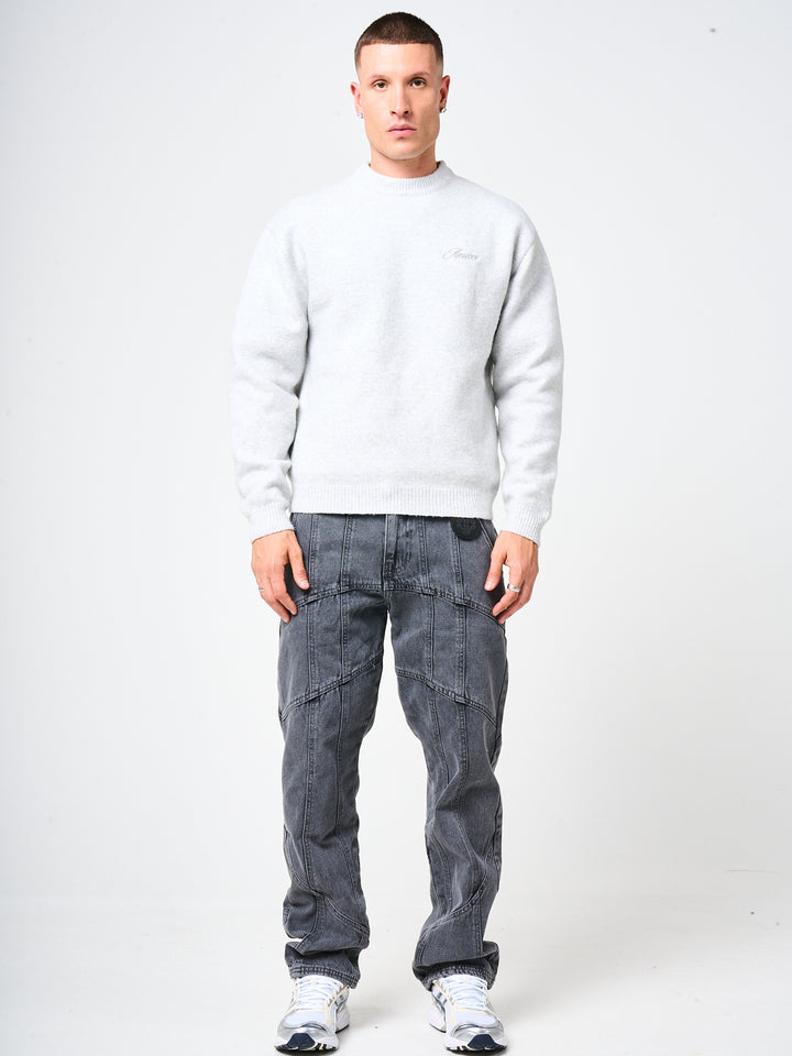 Larrea Grey Straight Fit Pattern Denim