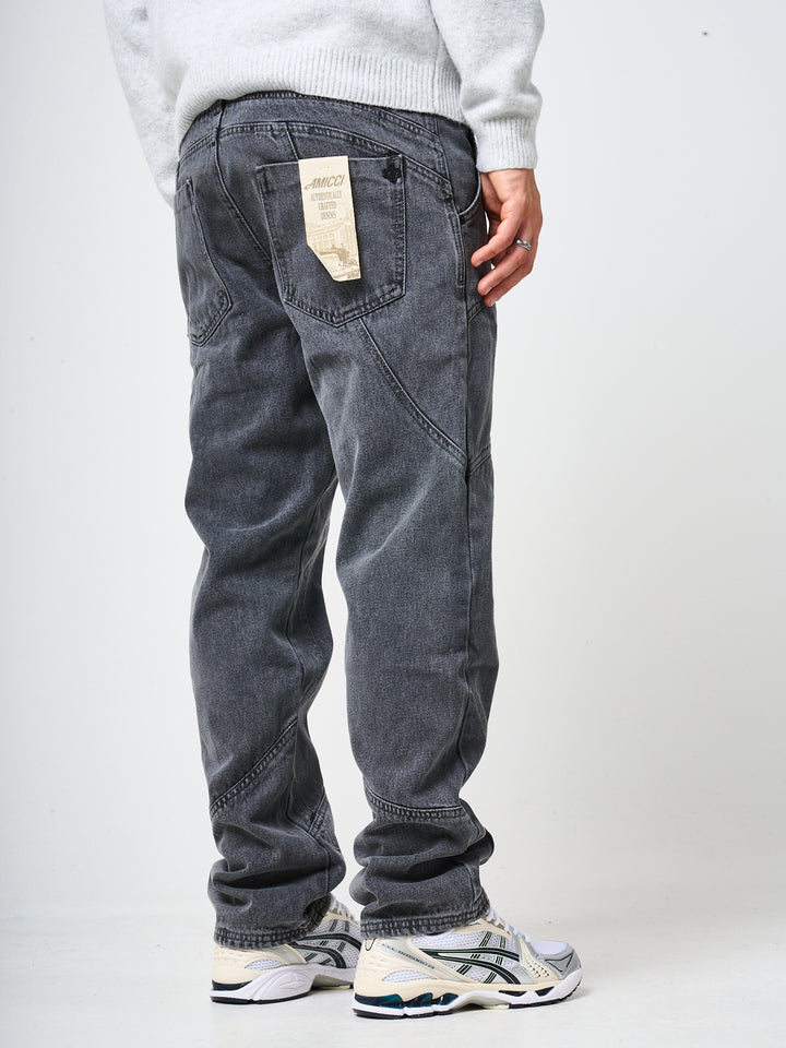 Larrea Grey Straight Fit Pattern Denim