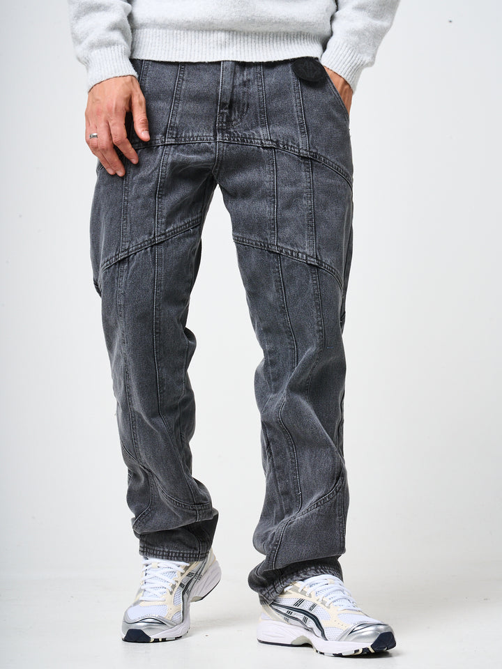 Larrea Grey Straight Fit Pattern Denim