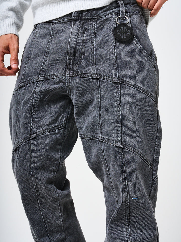 Larrea Grey Straight Fit Pattern Denim
