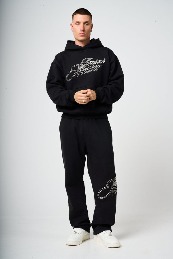 Torino Black Embroidery Hoodie