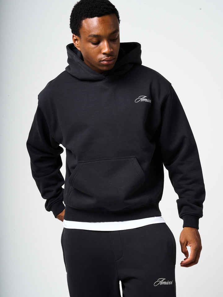 Doakes Black Embroidery Logo Hoodie