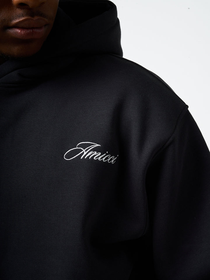 Doakes Black Embroidery Logo Hoodie