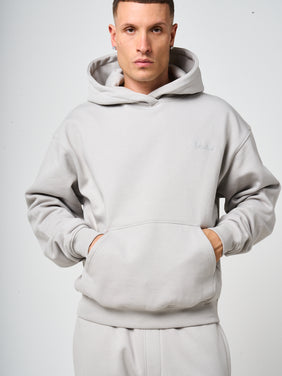 Doakes Grey Embroidery Logo Hoodie