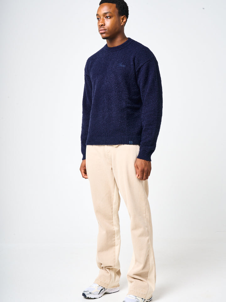 Fretta Fluffy Knit Sweatshirt Navy Blue
