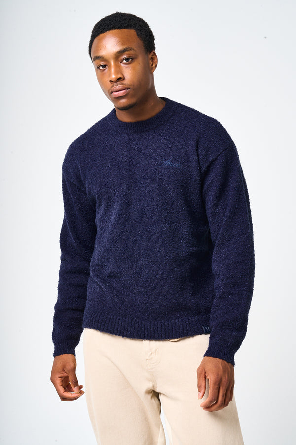 Fretta Fluffy Knit Sweatshirt Navy Blue