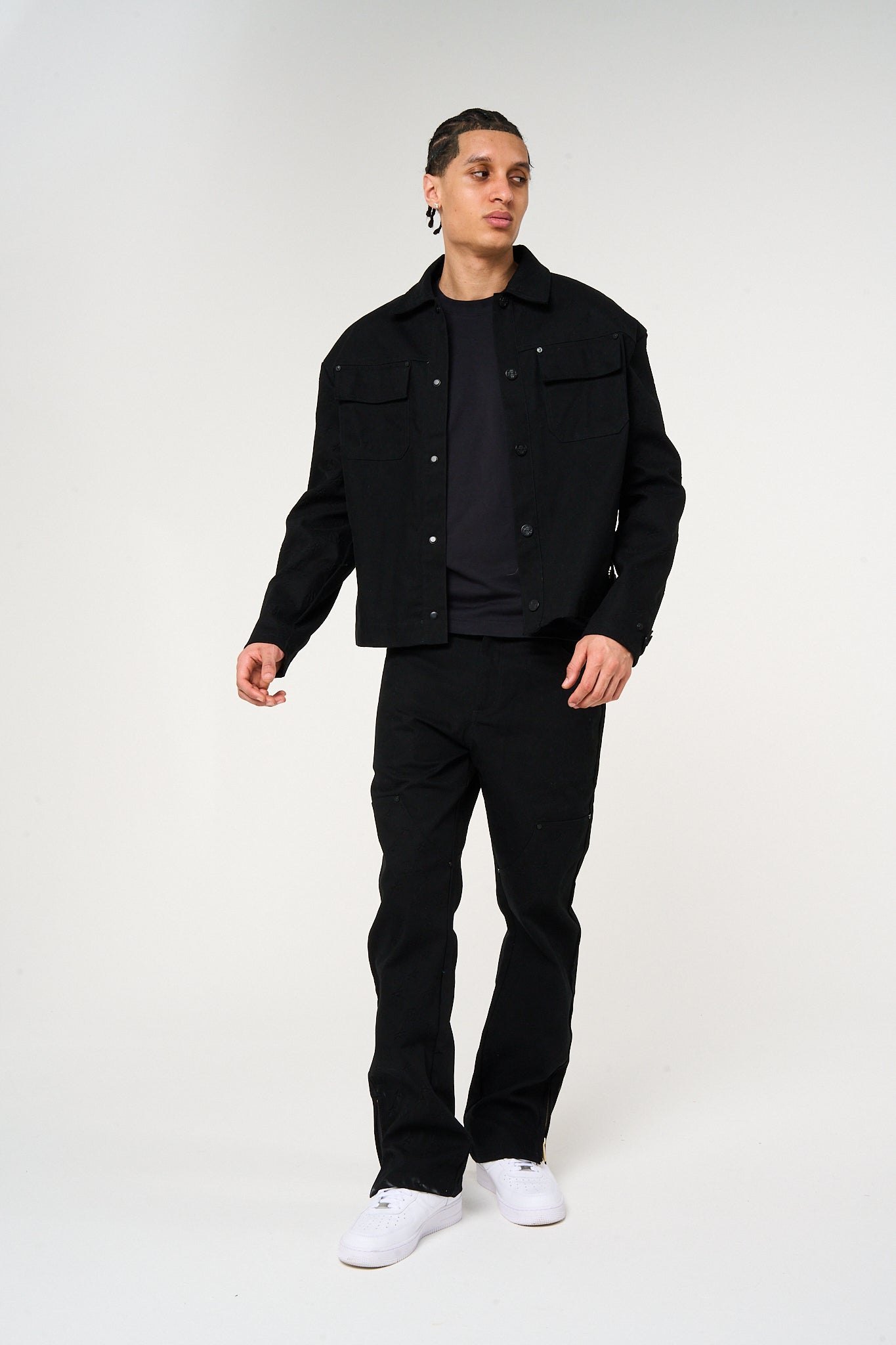 Maceo Embossed Carpenter Pants Black
