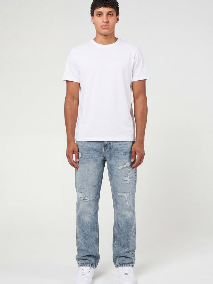 Lennox Ripped Mid Blue Straight Jean