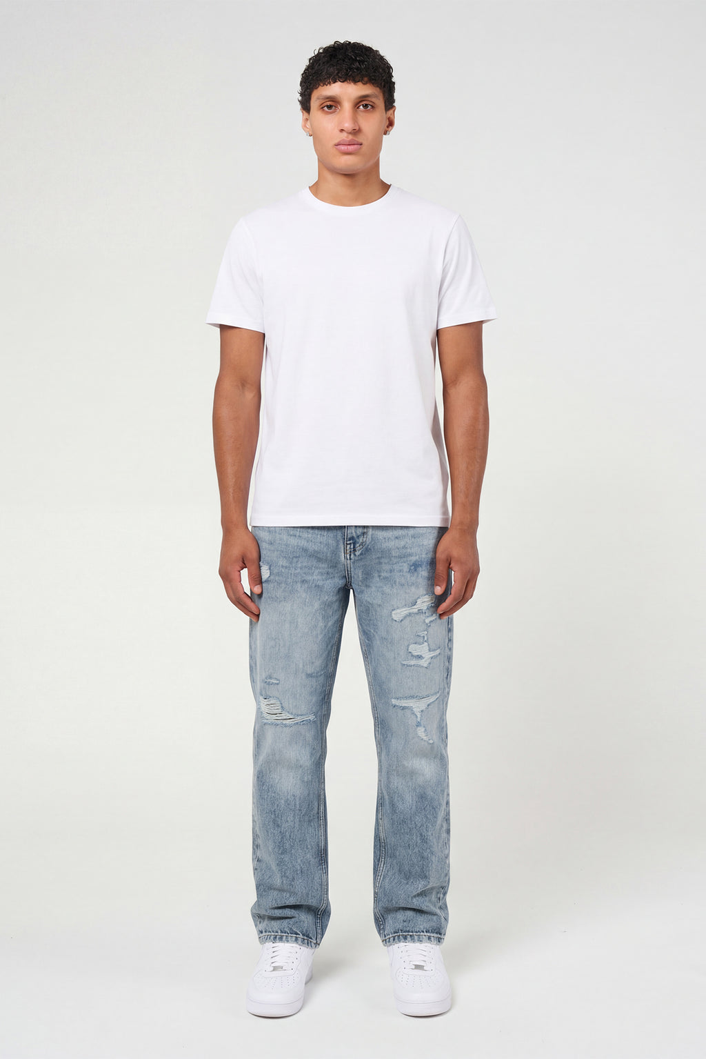 Lennox Ripped Mid Blue Straight Jean