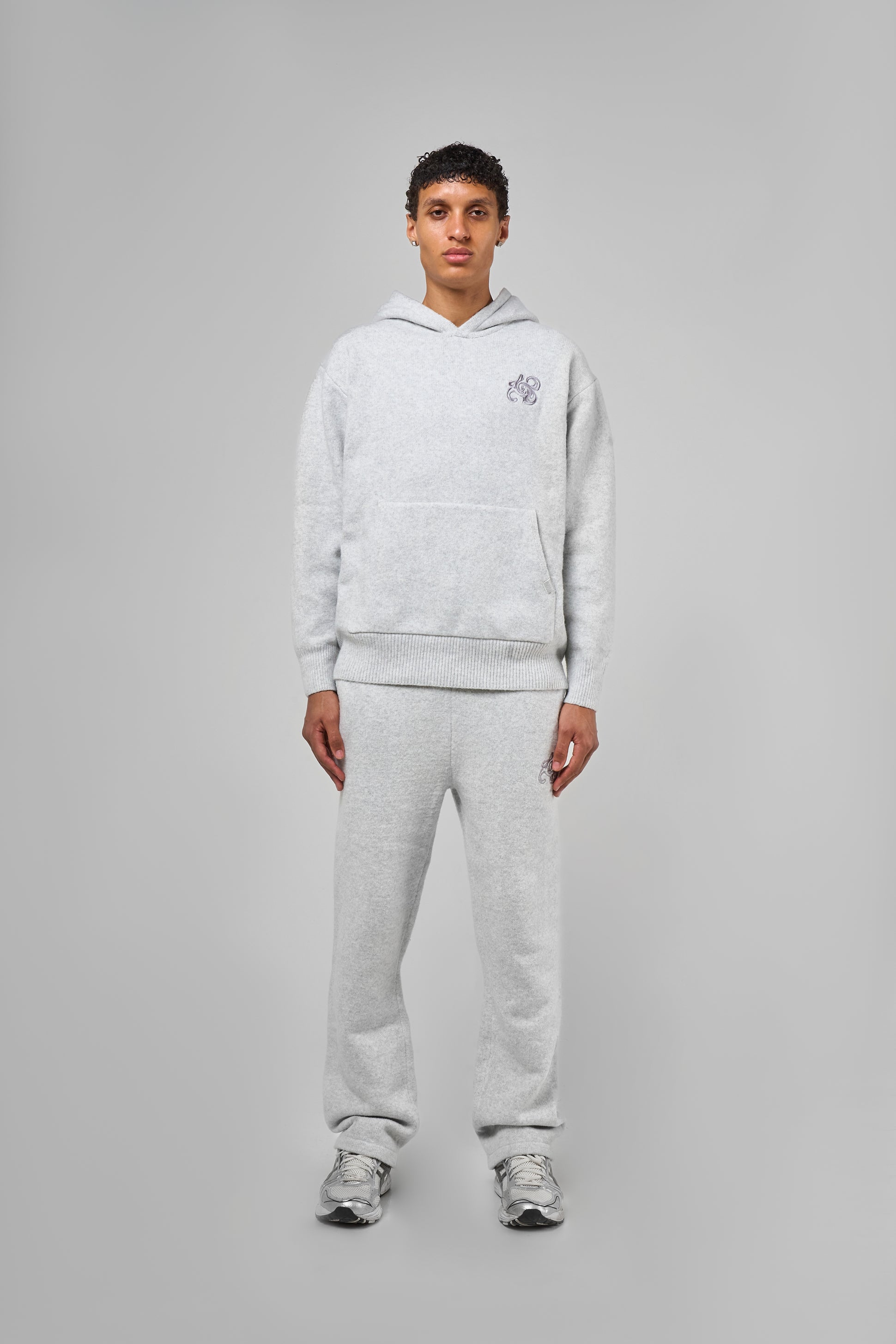 Amos Grey Knitted Hoodie