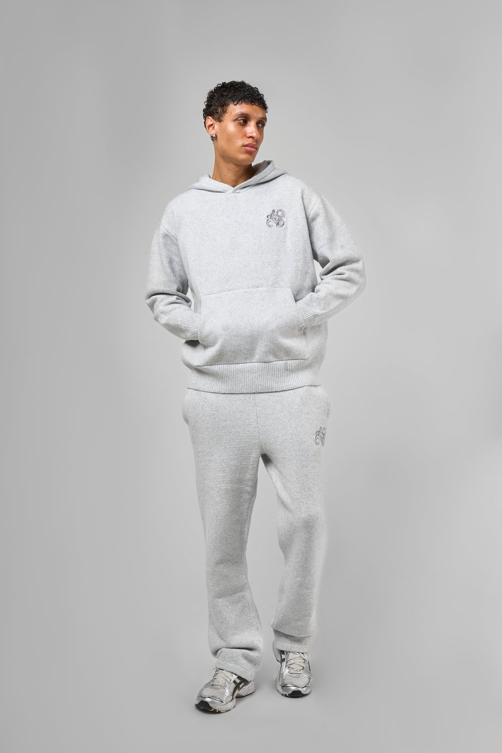 Amos Grey Knitted Hoodie