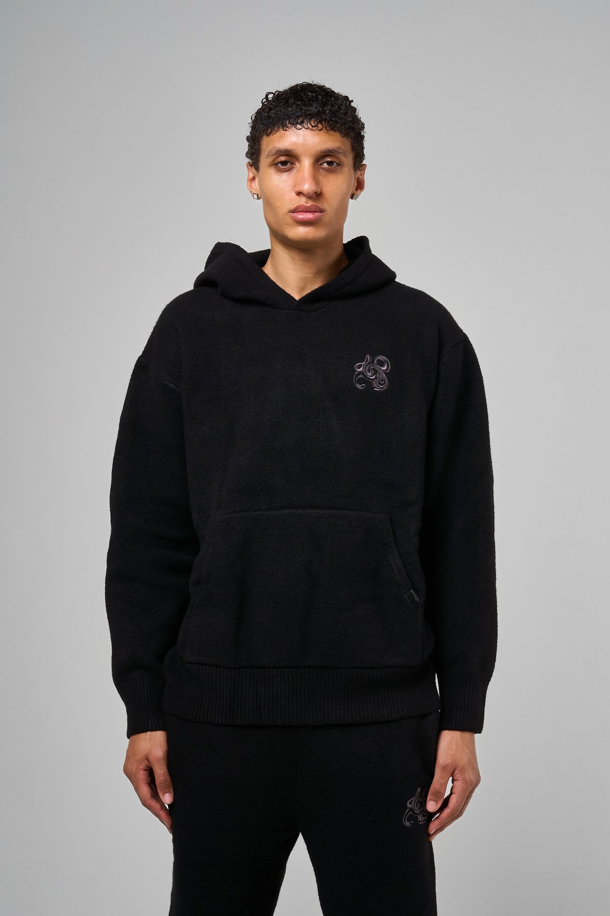 Amos zwart gebreide hoodie