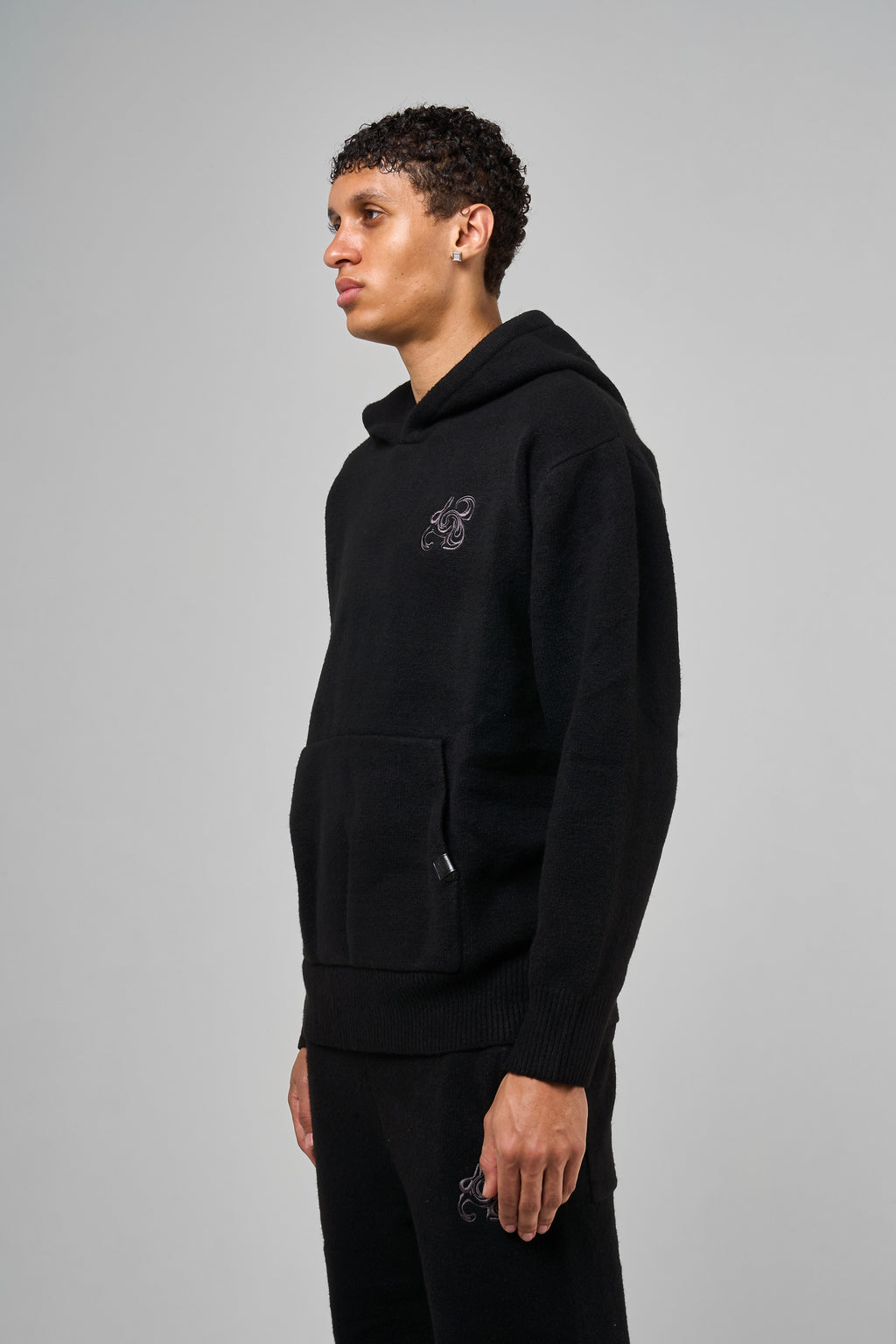 Amos Black Knitted Hoodie
