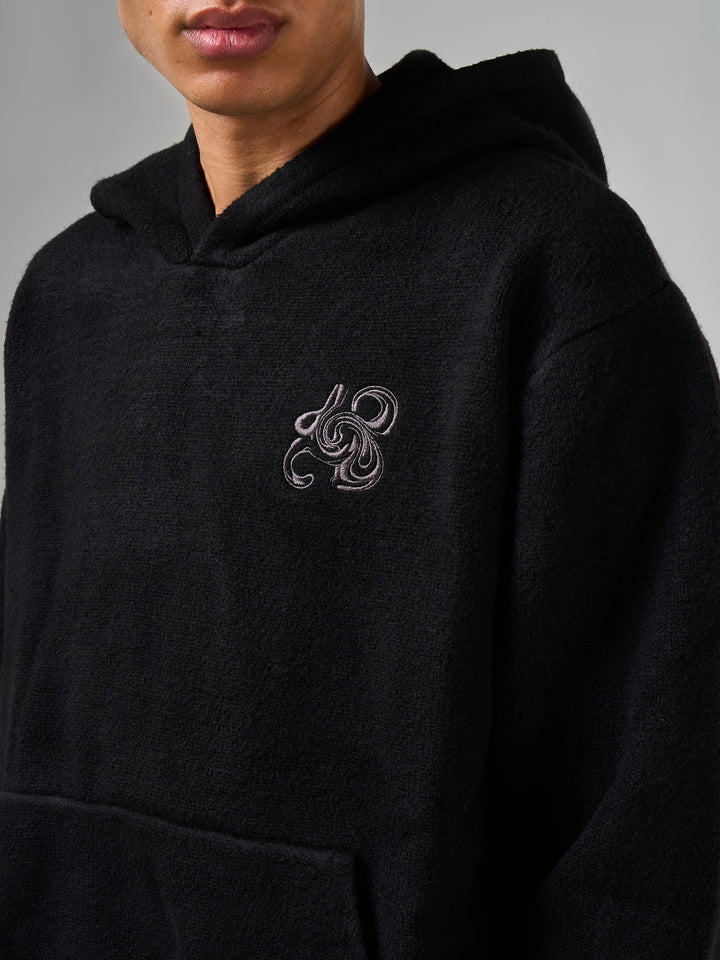 Amos Black Knitted Hoodie