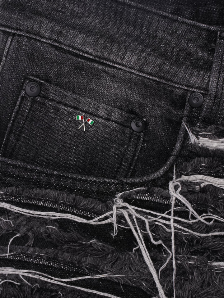 Sassari Frayed Black Denim Shorts