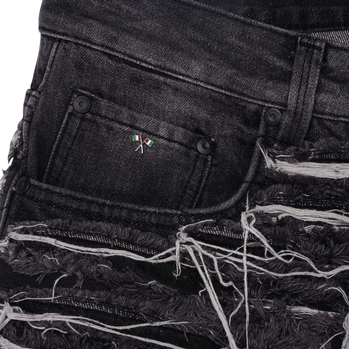 Shorts en denim noir effiloché Sassari