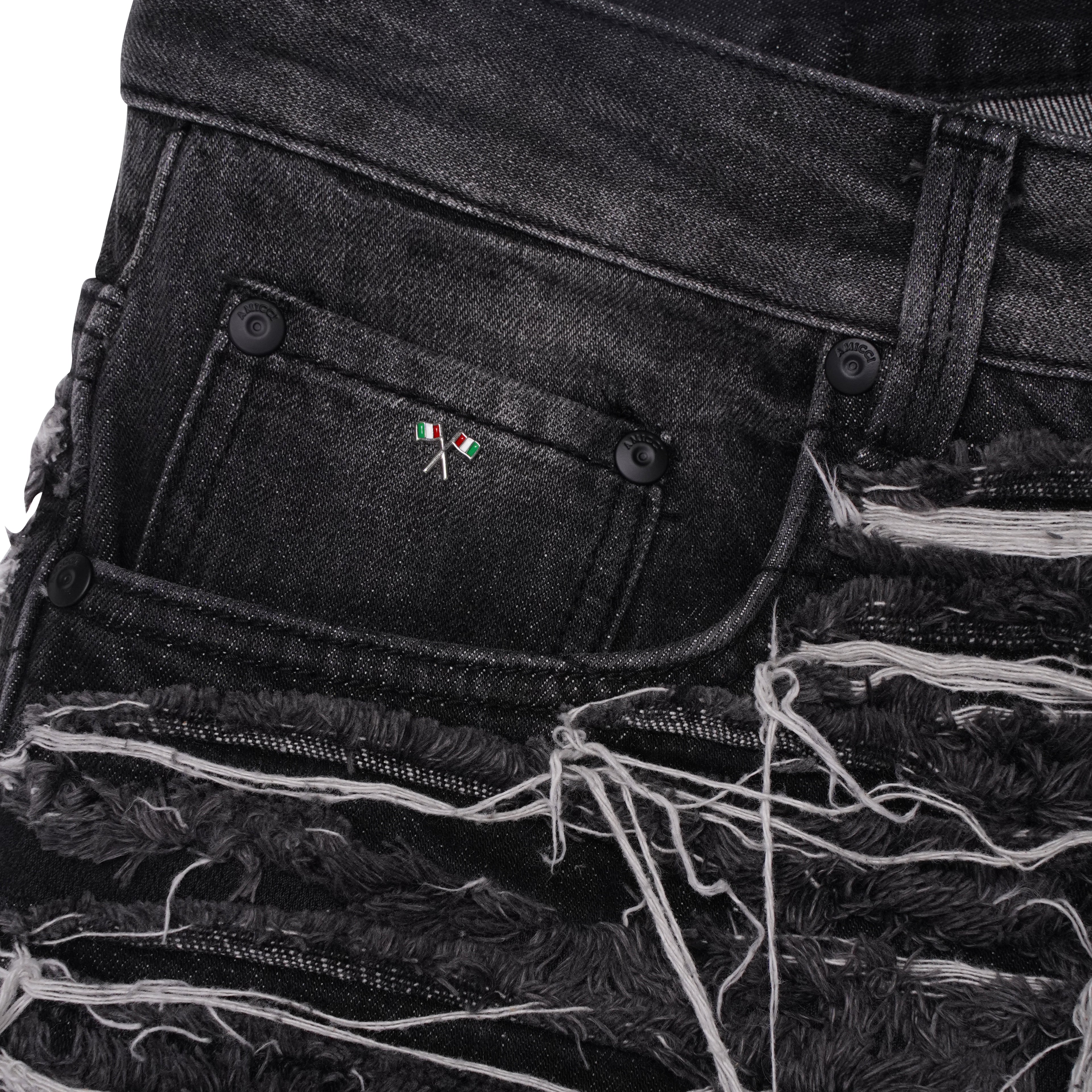 Sassari Frayed Black Denim Shorts