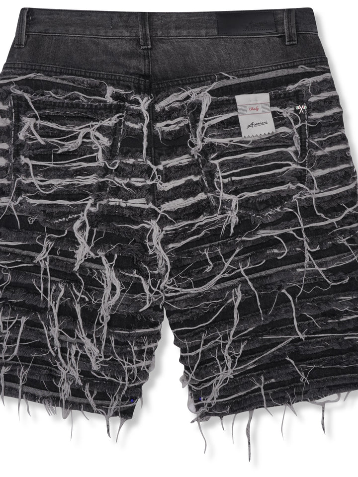 Sassari Frayed Black Denim Shorts