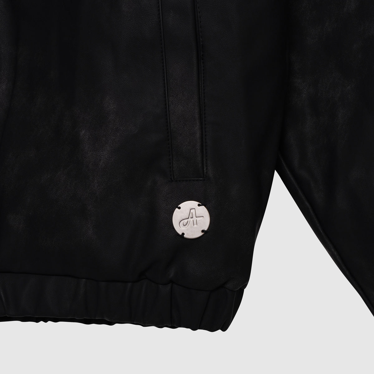 Rafel Leder Zip Hoodie Schwarz