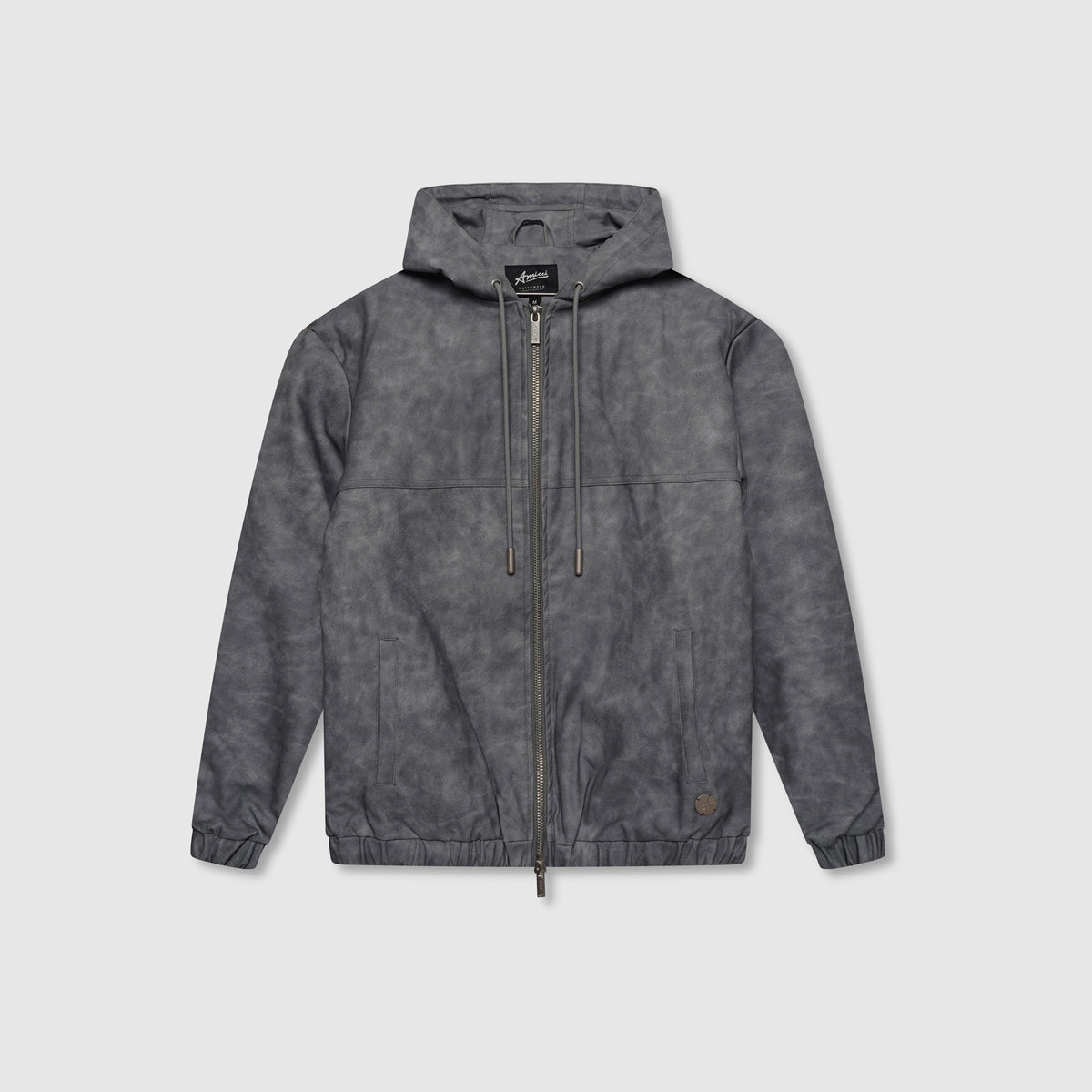 Rafel Leder Zip Hoodie Grau