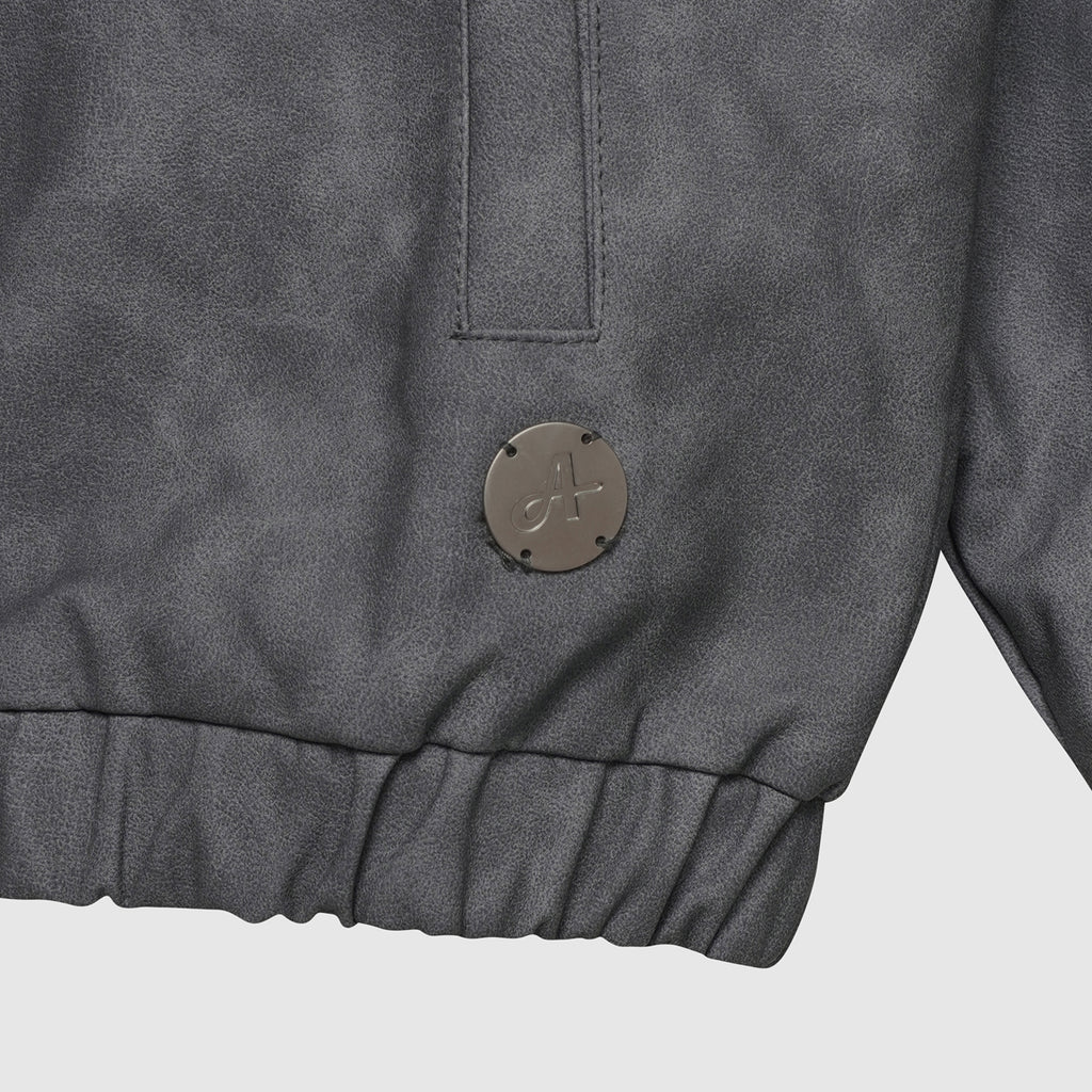 Rafel Leder Zip Hoodie Grau