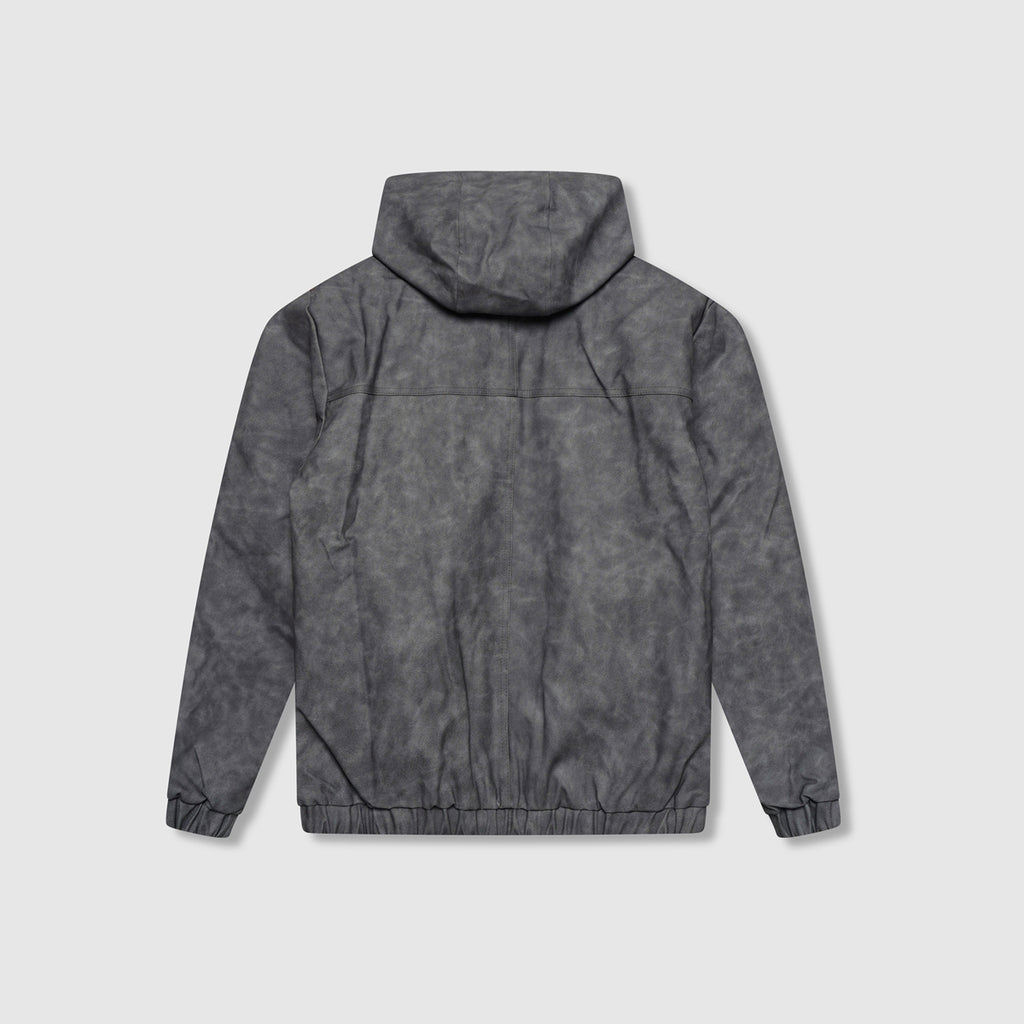 Rafel Leder Zip Hoodie Grau