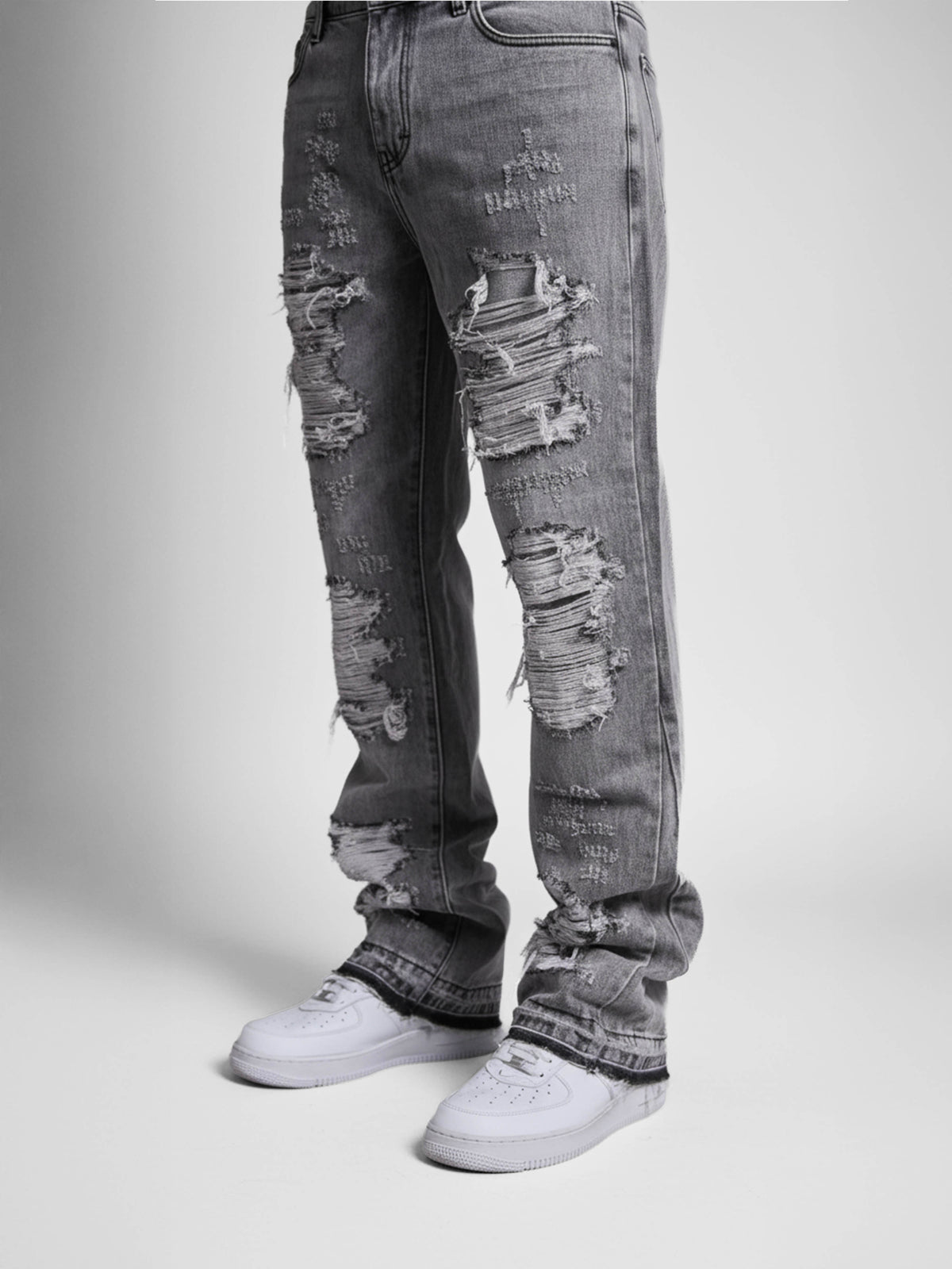 Sarrona grau gewaschene Denim-Jeans