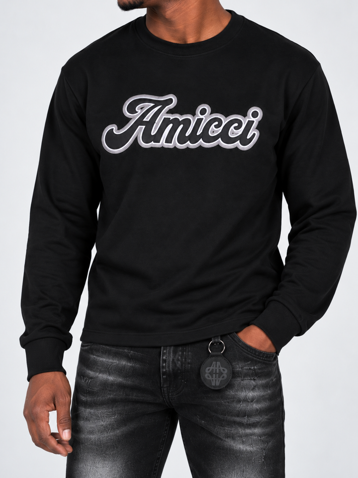 Rachid Long Sleeve Puff Print T Shirt Black