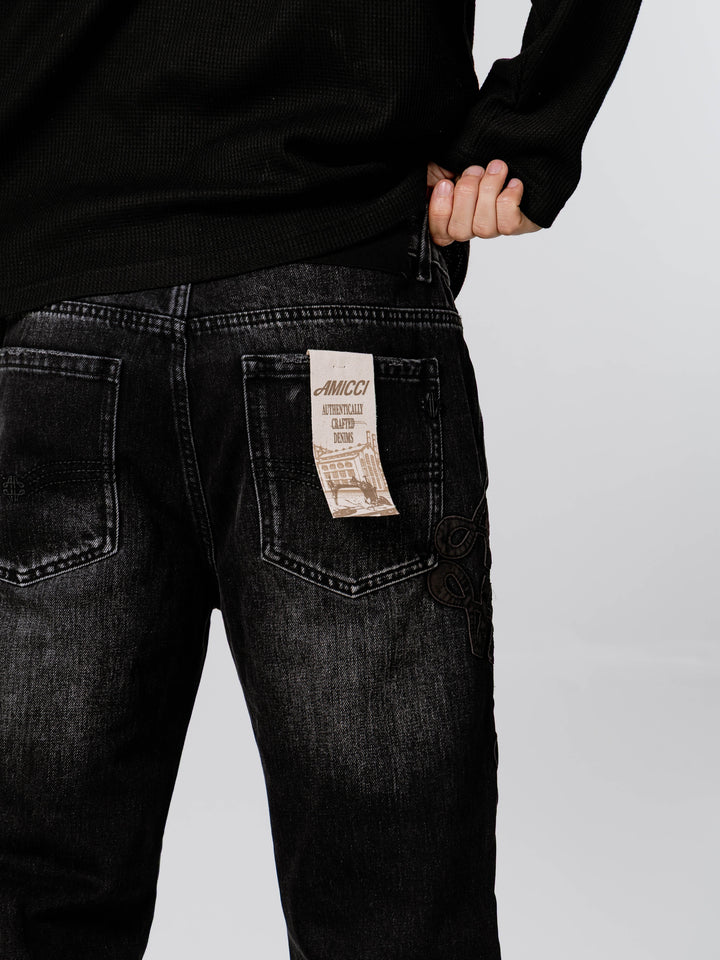 Black Logo Patch Jeans