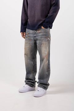 Amalfi Blue Printed Baggy Denim