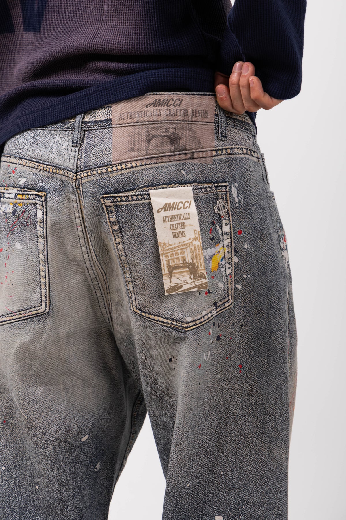 Amalfi Blue Printed Baggy Denim