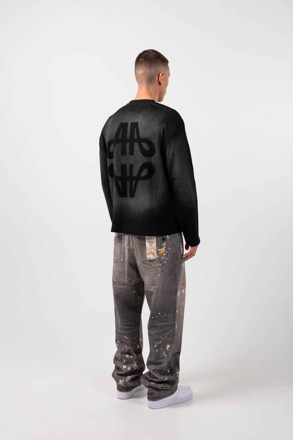 Amalfi Grey Printed Baggy Denim