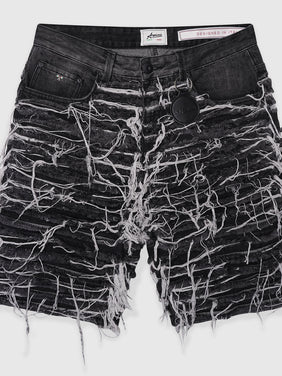 Sassari Frayed Black Denim Shorts