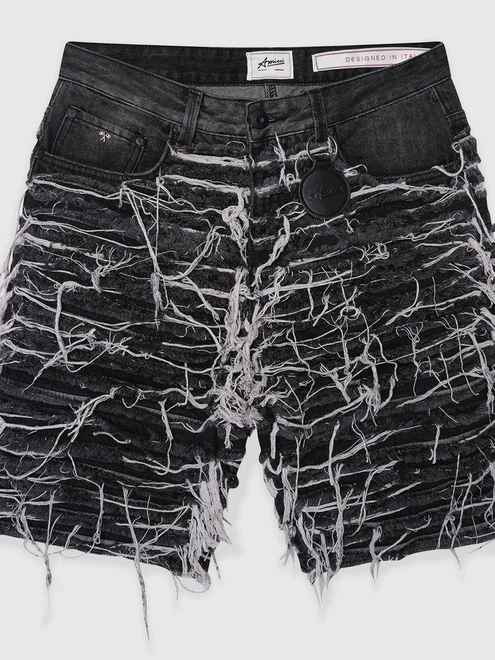 Sassari Frayed Black Denim Shorts