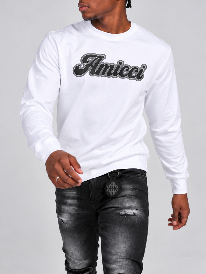 Rachid Long Sleeve Puff Print T Shirt White