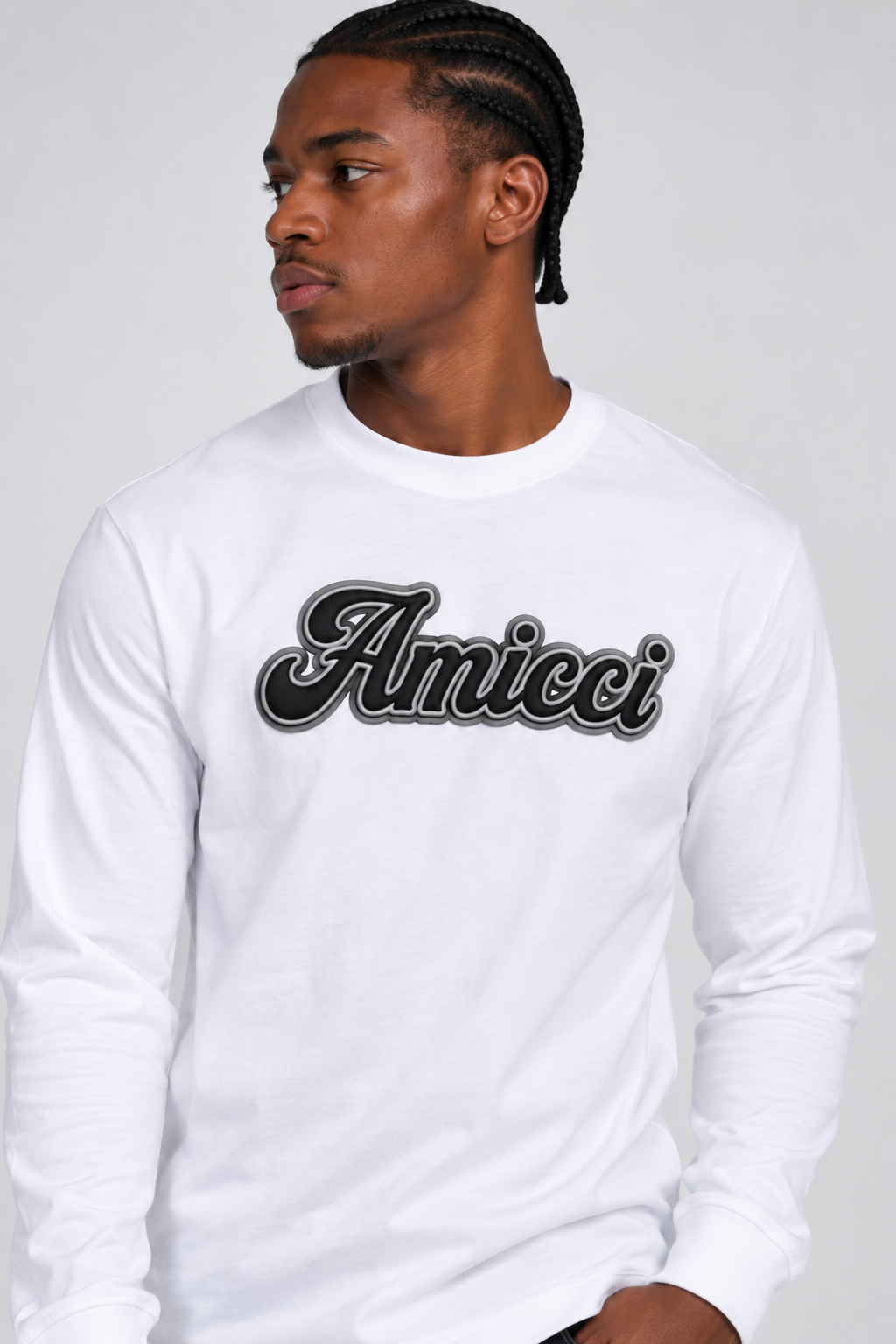 Rachid Long Sleeve Puff Print T Shirt White