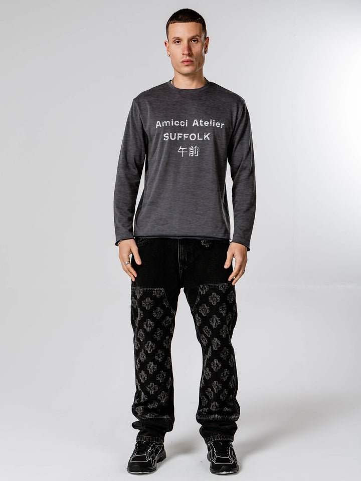 Black Monogram Jeans